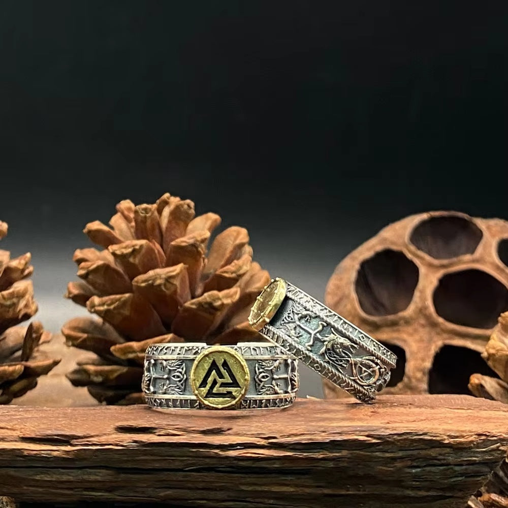 Nordic Viking Ring 925 Silver Valknut Silver Jewelry