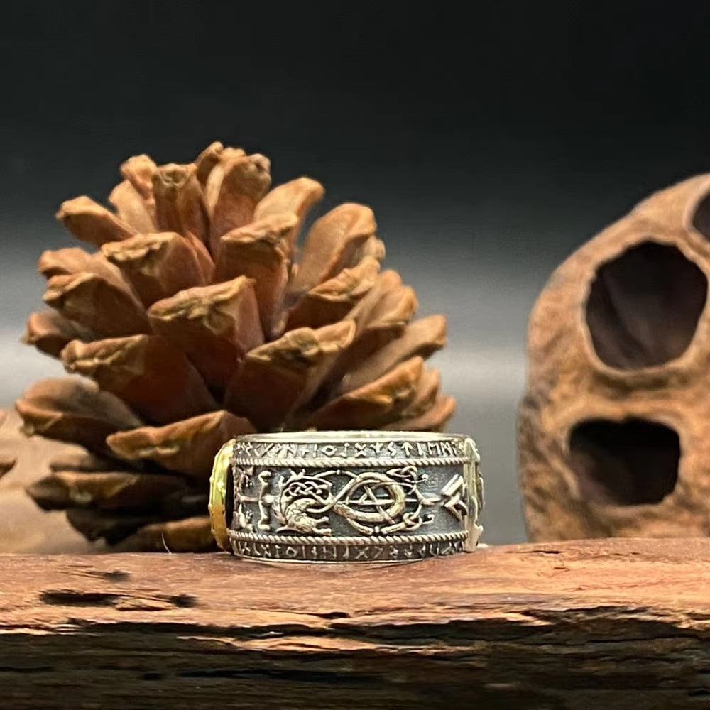 Nordic Viking Ring 925 Silver Helm of Awe Silver Jewelry