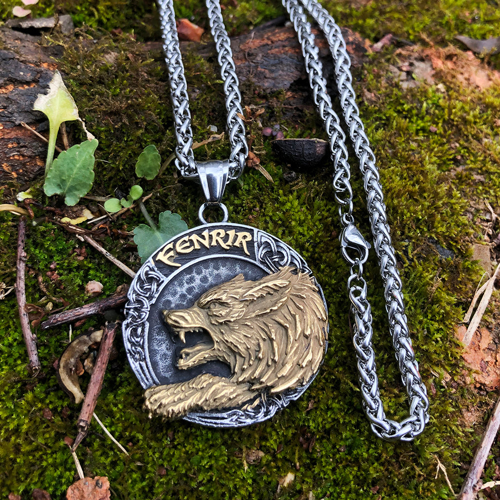 Viking Nordic Odin Wolf Fenrir Necklace