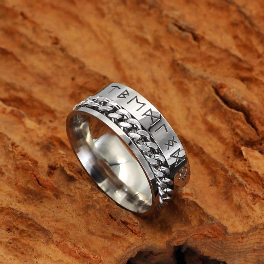 Viking Nordic Runes Solid Stainless Steel Ring