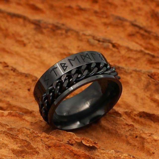 Viking Nordic Runes Solid Stainless Steel Ring