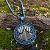 Viking Odin&#39;s Ship Necklace With Runes and Vegvisir