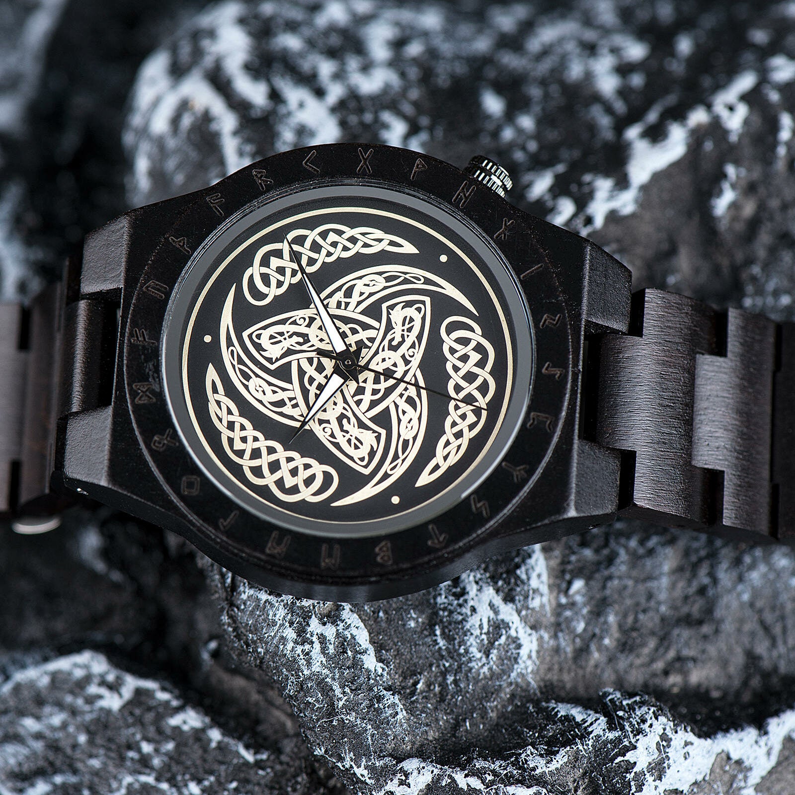 Wooden Viking Watch With Vegvisir Symbol – Vikings of Valhalla US