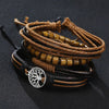 Black and Yellow Tree of life multi layer leather bracelet