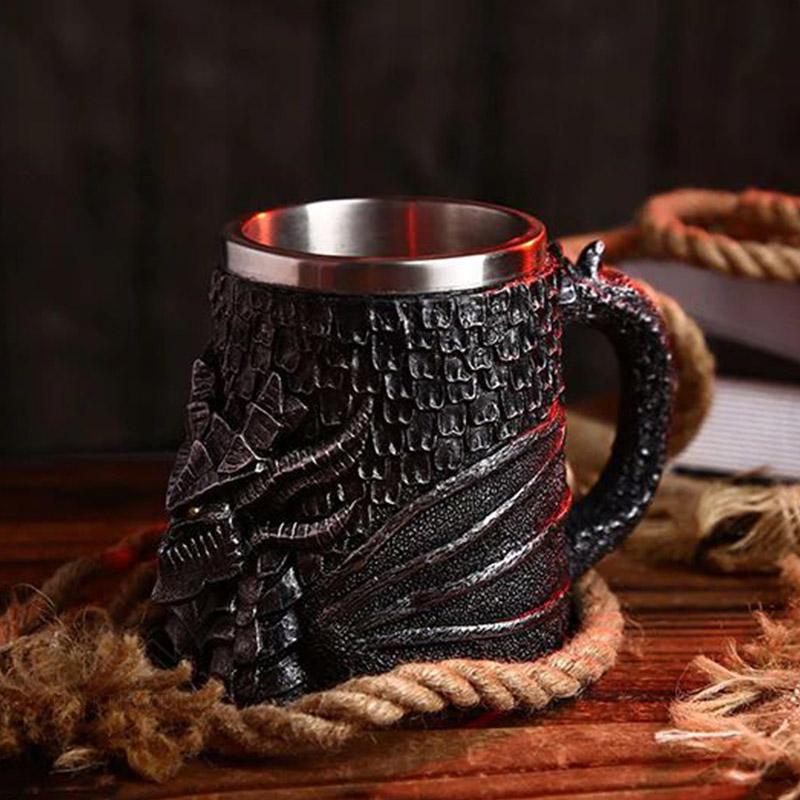 Black Dragon Steel Mug