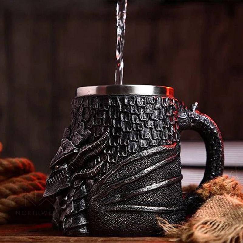 Black Dragon Steel Mug