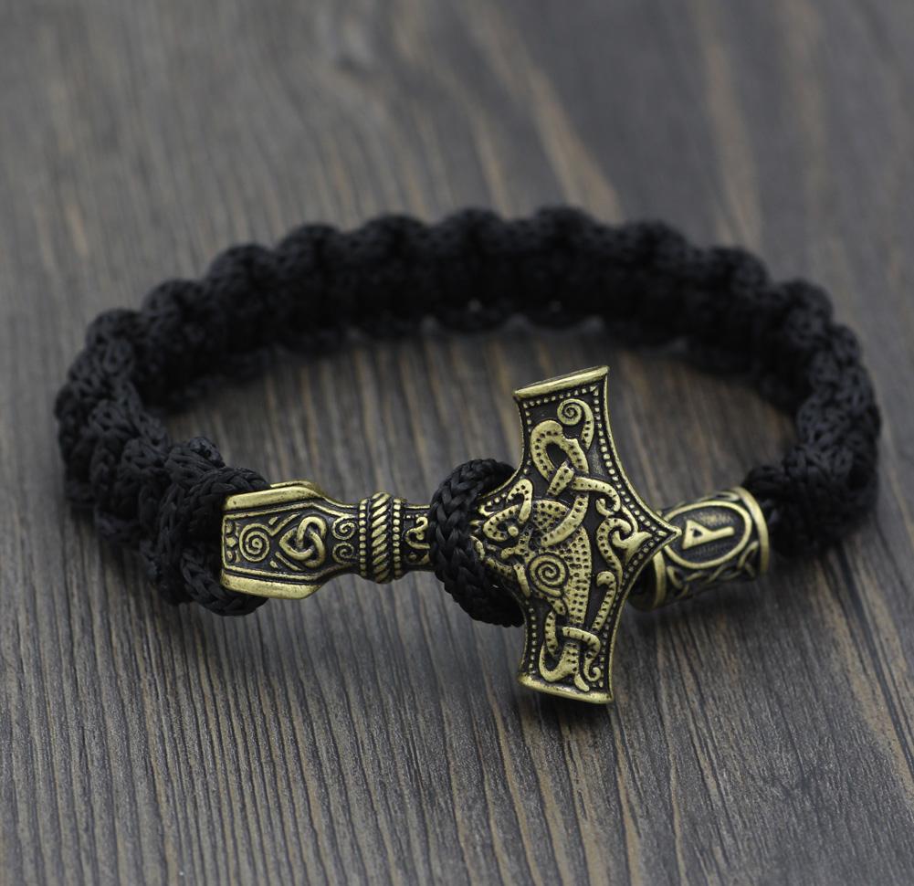 Odins-glory Gold Mjolnir Paracord Bracelet