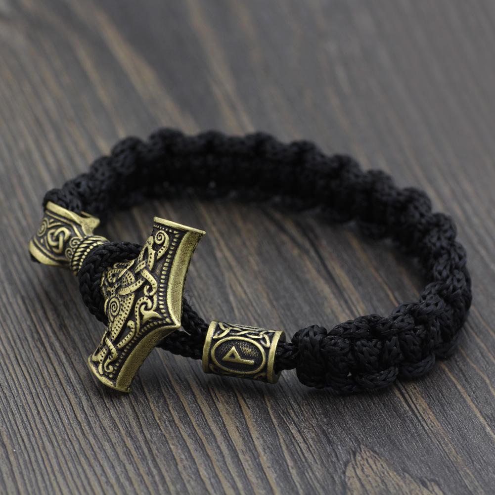 Odins-glory Gold Mjolnir Paracord Bracelet