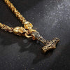 Odins-Glory Gold Trimmed King Chain With Skull &amp; Mjolnir Pendant