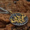 Vikings Roar Gold Trimmed Raven Necklace with Valknut Symbol