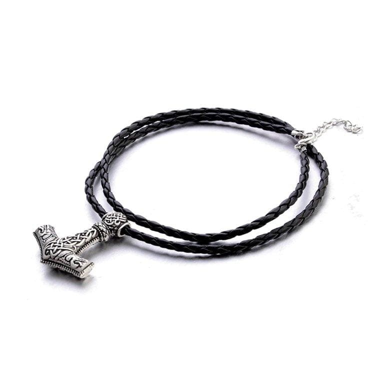 ageofvikings Silver "Iangr" Viking Hammer Leather Necklace