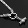 Odins-glory 60cm - 24inch King Chain With Tiger Heads &amp; Mjolnir Pendant