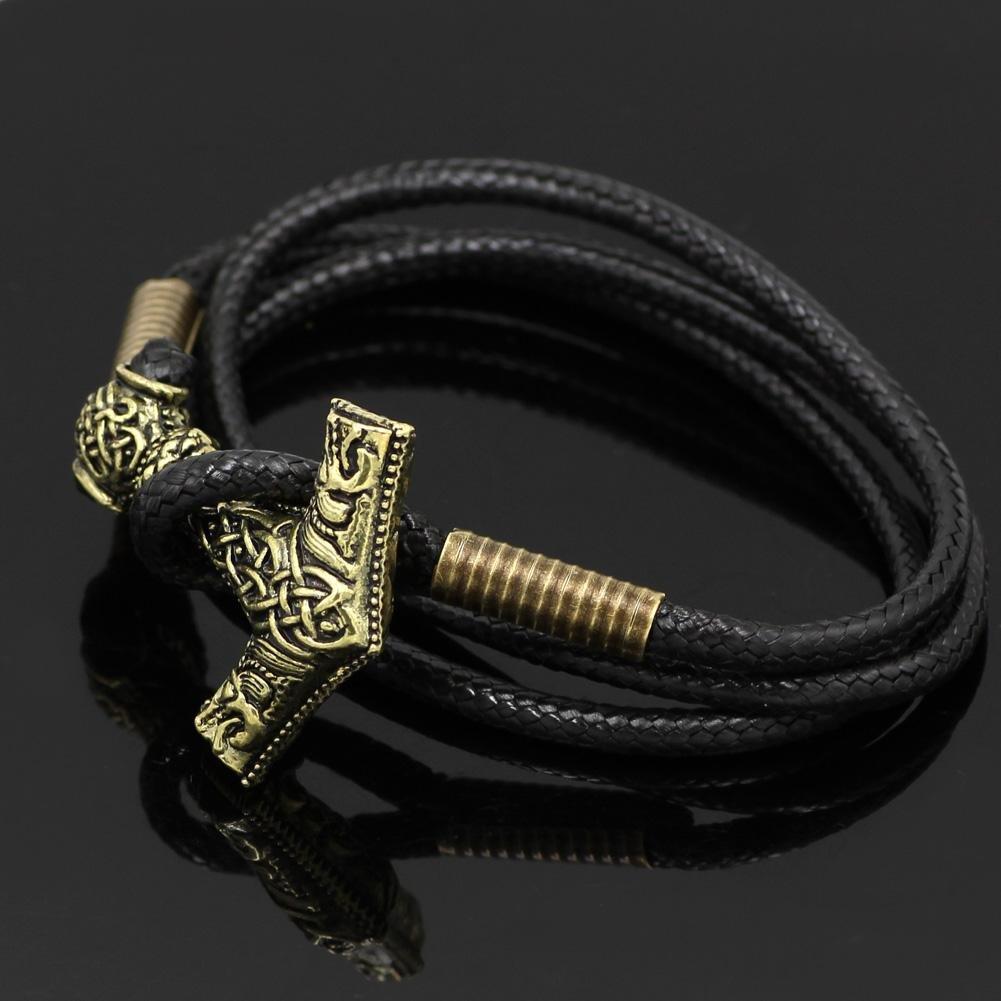 Odins-glory Leather Mjolnir Bracelet