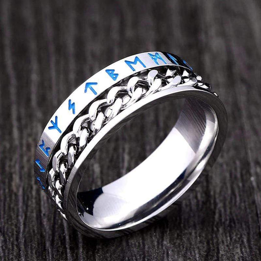 Vikings Roar Luminous Rotatable Chain And Rune Ring