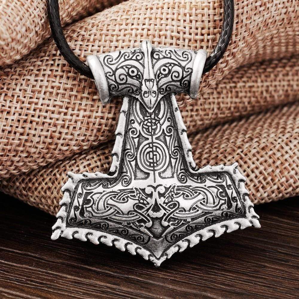 ageofvikings "Mikill" Leather Viking Hammer Necklace