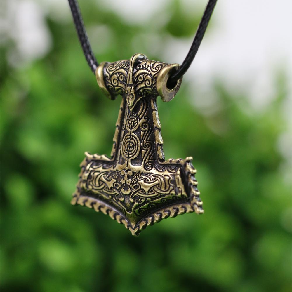 ageofvikings Bronze "Mikill" Leather Viking Hammer Necklace