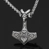 Odins-glory Steel Mjolnir Necklace with Ram Horns
