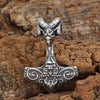 Odins-glory Steel Mjolnir Necklace with Ram Horns