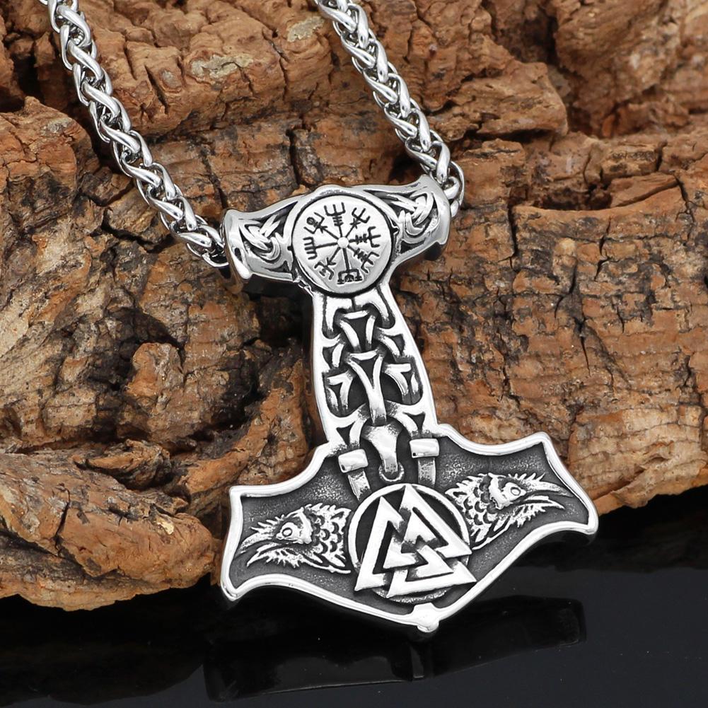 Odins-Glory Mjolnir Necklace With Viking Symbols