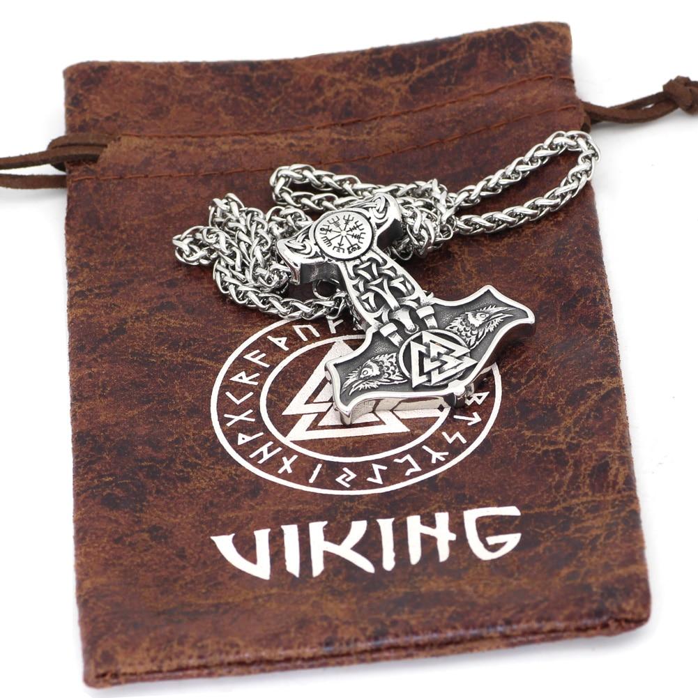 Odins-Glory Mjolnir Necklace With Viking Symbols