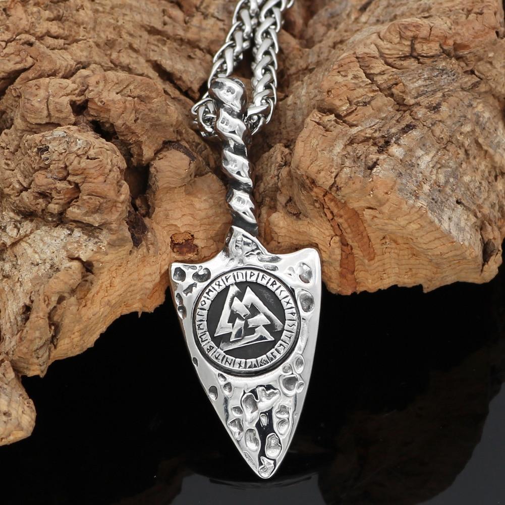 Odins-Glory 60cm - 24inch Odin's Spear Gungnir Necklace With Valknut Symbol