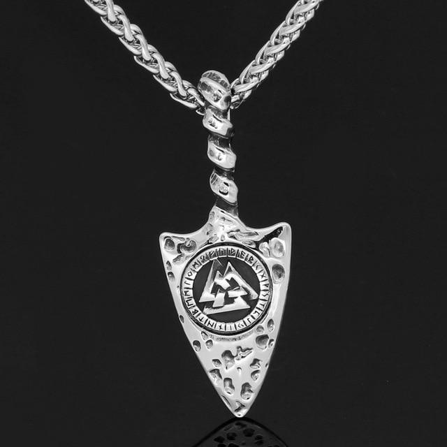 Odins-Glory 60cm - 24inch Odin's Spear Gungnir Necklace With Valknut Symbol