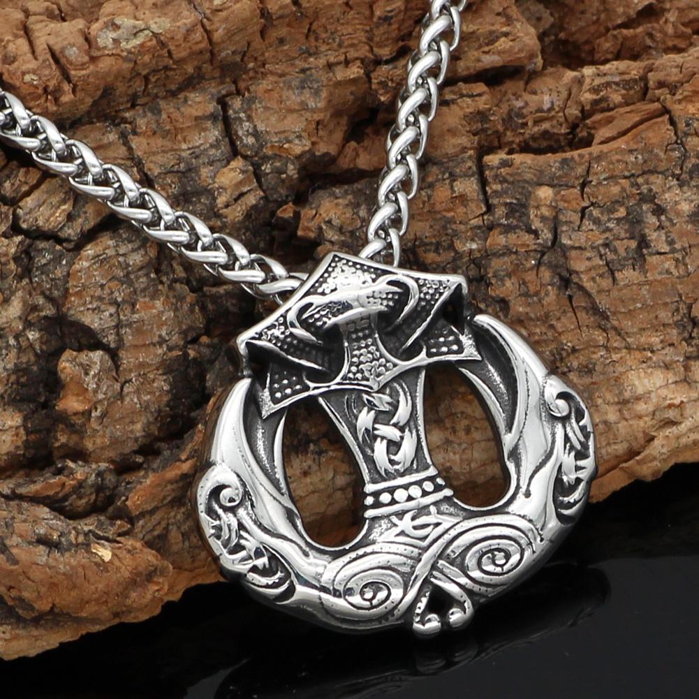 Odins-glory Raven Mjolnir Necklace