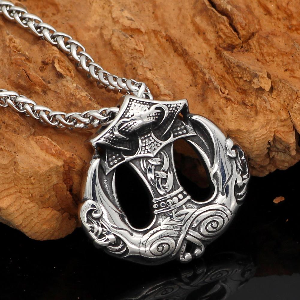 Odins-glory Raven Mjolnir Necklace