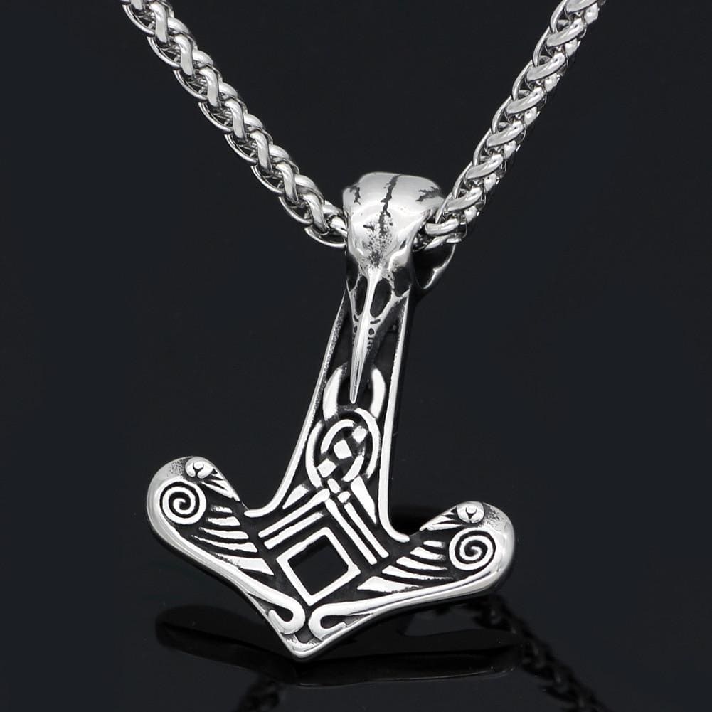 Odins-glory 60cm - 24inch Raven Mjolnir Necklace