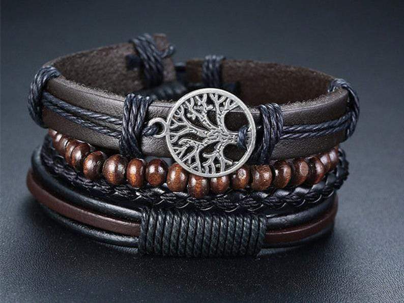 ageofvikings Tree of life multi layer leather bracelet