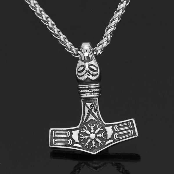 Vegvisir Mjolnir Necklace - Vikings Roar