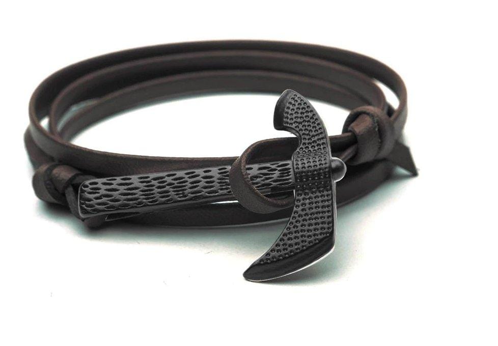 ageofvikings Dark Brown Viking Axe Leather Bracelet