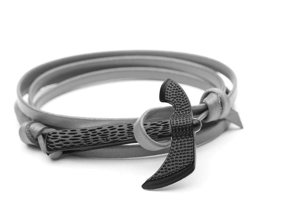 ageofvikings Grey Viking Axe Leather Bracelet