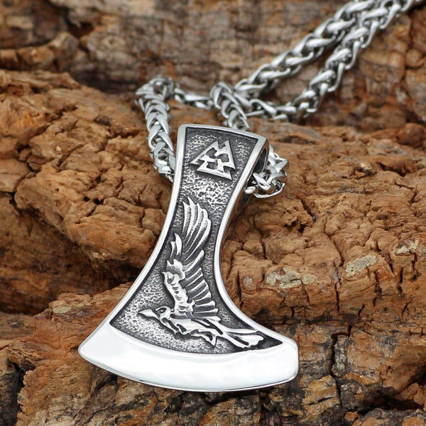 Viking Axe Necklace With Wolf And Raven - Vikings Roar