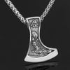 Odins-glory Steel Viking Axe Necklace With Wolf And Raven