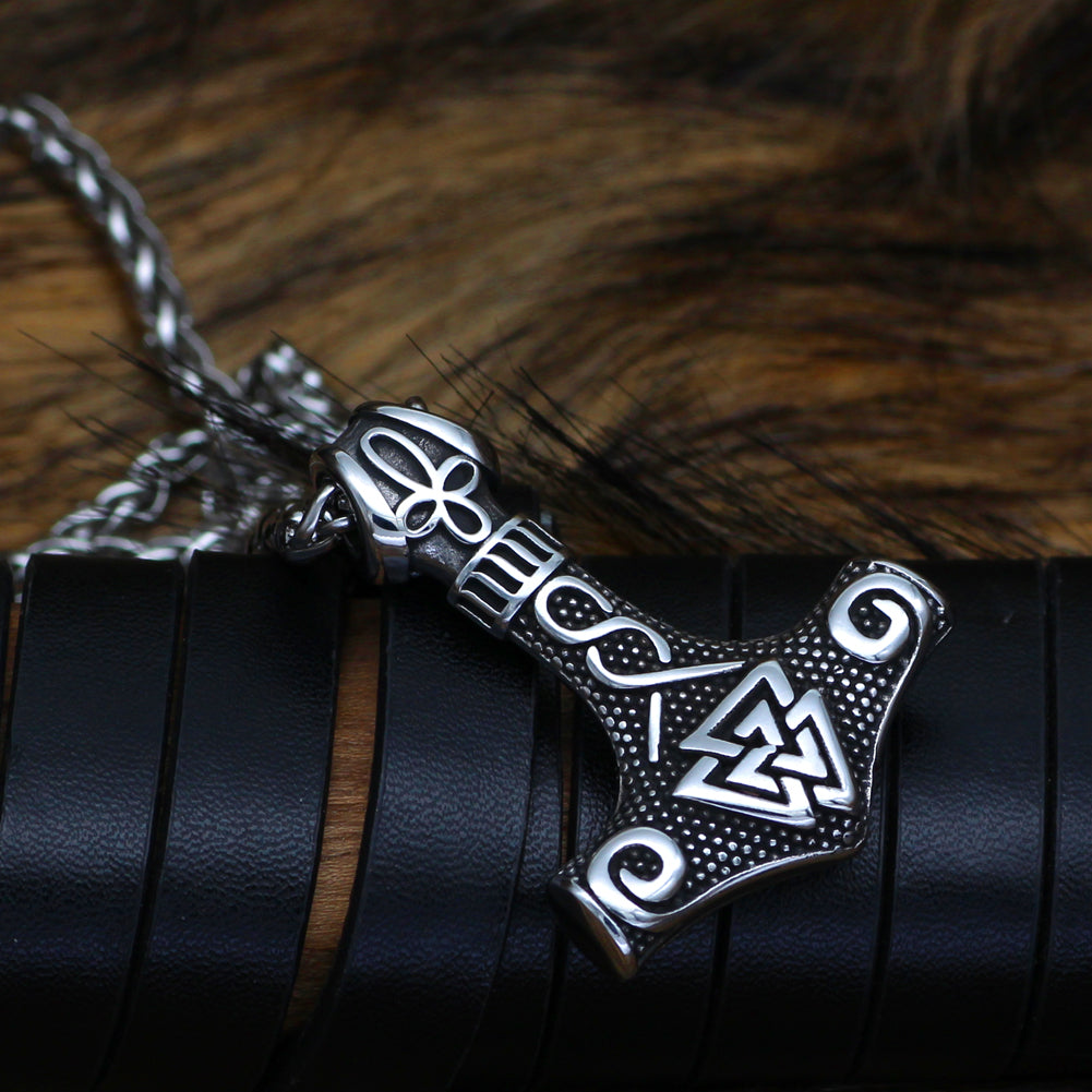 Viking Mjolnir with Valknut Necklace