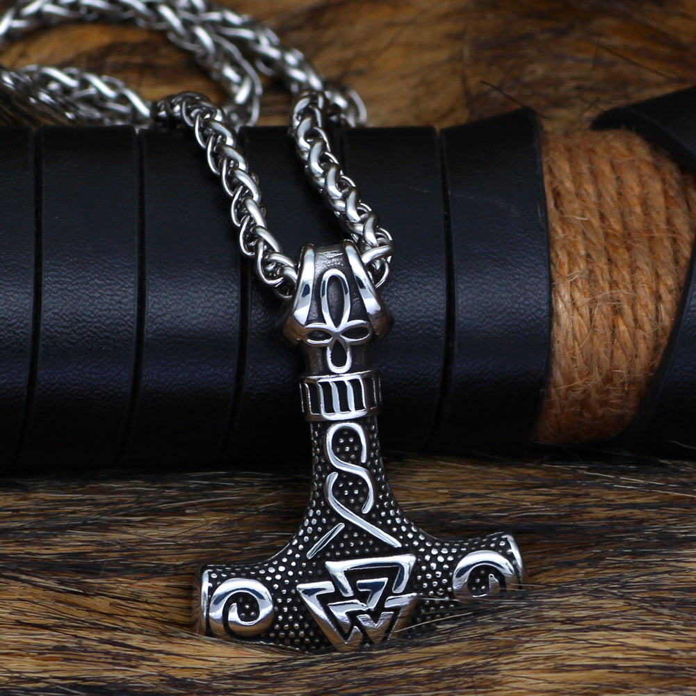 Viking Mjolnir with Valknut Necklace