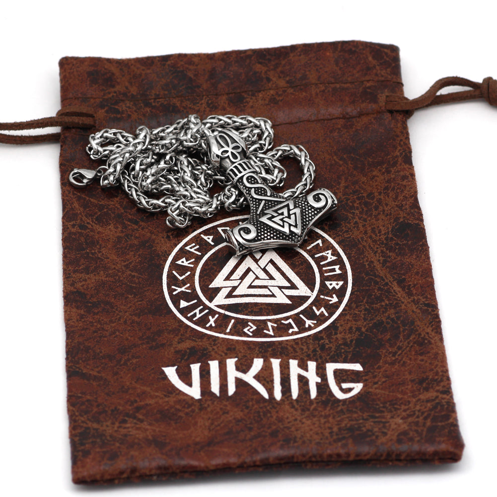 Viking Mjolnir with Valknut Necklace